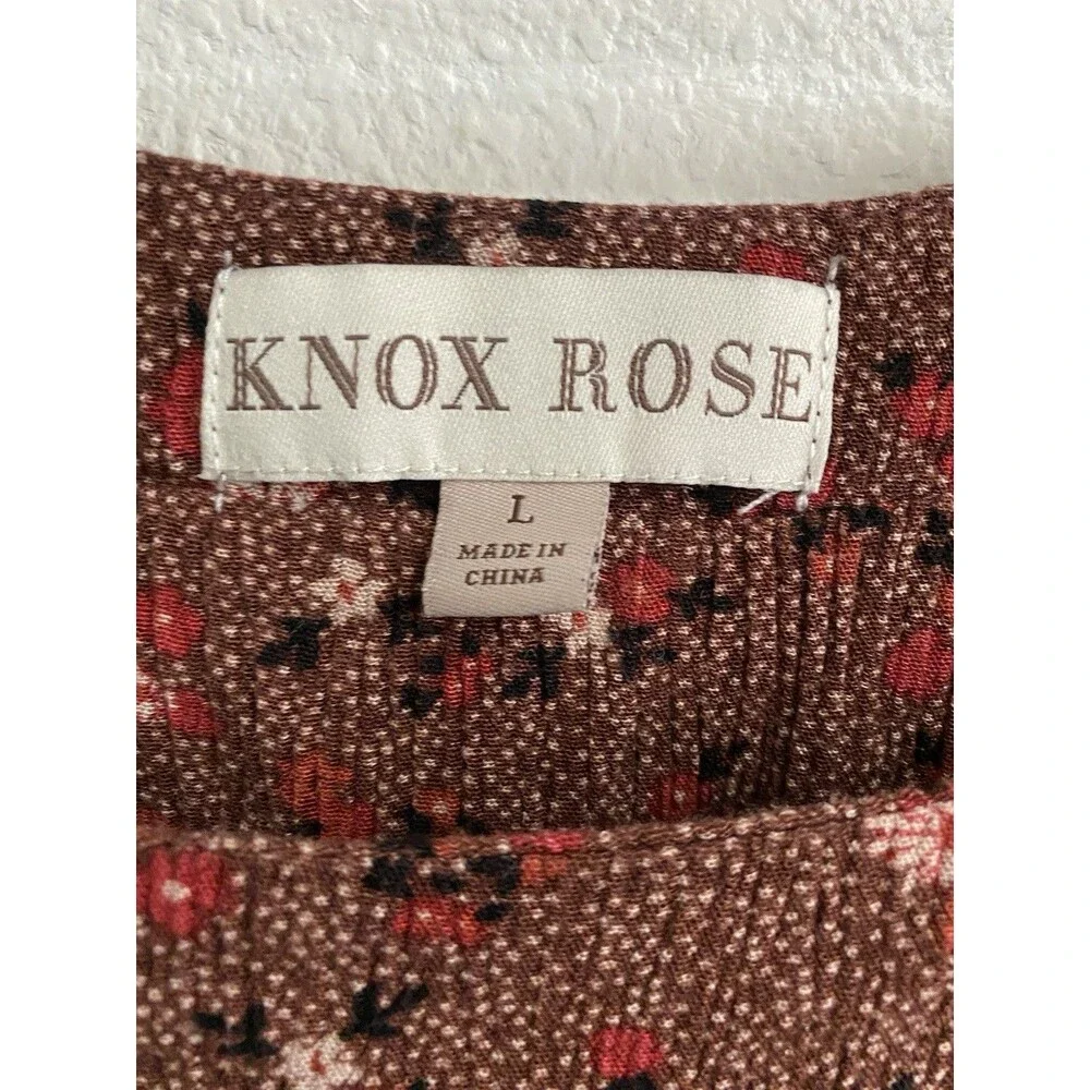 Knox Rose Women’s Burgundy Peasant Long Sleeve Boho Blouse L G48 - Picture 3 of 7